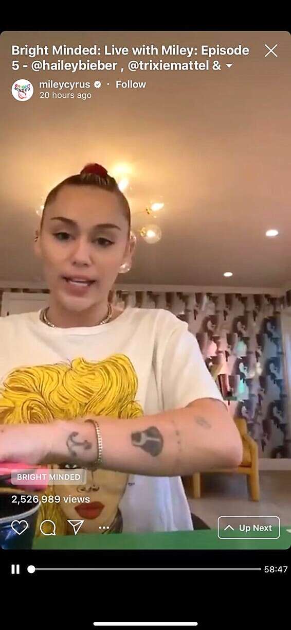 מיילי סיירוס והתוכנית שלה באינסטגרם // צילום מסך